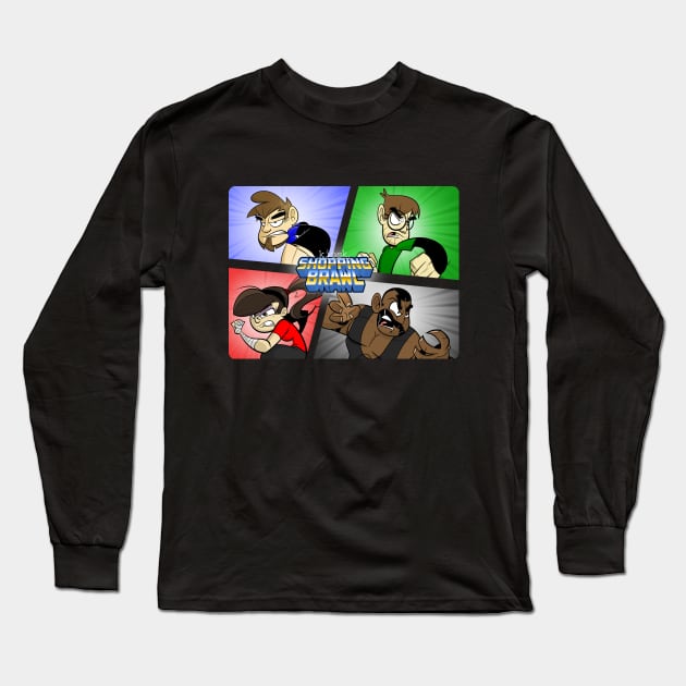 Shopping Brawl 4 Squares Long Sleeve T-Shirt by geoffreymunn